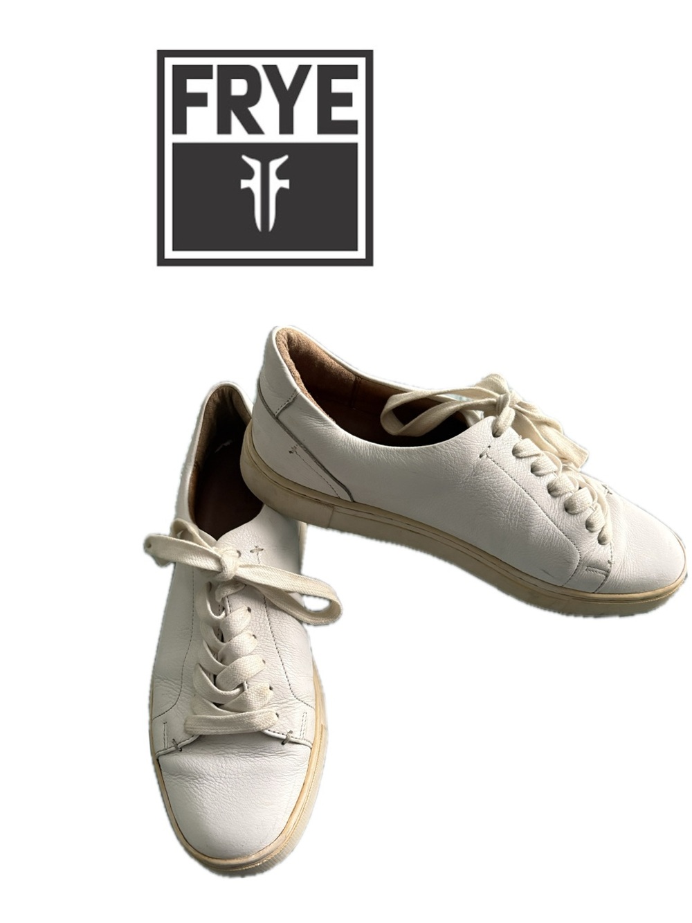 Frye Ivy White Leather Lace-Up Sneakers